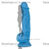 Dildo 7,5' con base de sopapa y testiculos azul